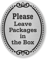 Please Leave Packages DiamondPlate Door Sign