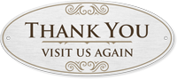 Thank You Visit Us Again DiamondPlate Door Sign