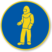 Wear Yellow Protective Clothing Military Hazard Symbol Label