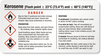 Kerosene Danger  Small GHS Chemical Label