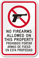 No Firearms Allowed Bilingual Sign