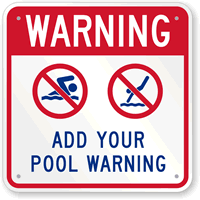 Custom Warning No Swimming No Diving Sign