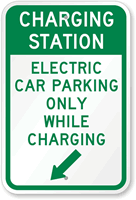 Electric Car Parking Only Sign (With Left Arrow)