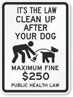Public Health Law - Maximum Fine $250 Sign