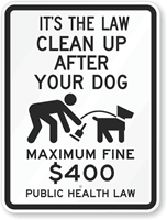 Public Health Law - Maximum Fine $400 Sign