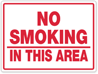 No Smoking In This Area Sign