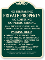 Custom Private Property No Public Parking SignatureSign