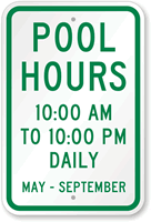 Pool Hours Sign