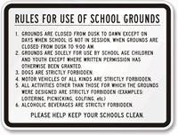 Rules for School Grounds Sign