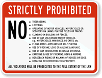 Strictly Prohibited Property Rules Violators Prosecuted Sign