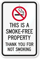 Thank You For Not Smoking Sign