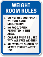 Weight Room Rules Sign