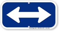 Bidirectional Arrow Supplemental Sign Blue Reversed