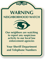 Neighborhood Crime Watch Sign (with crime watch symbol)