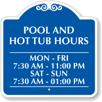 Customizable Pool and Hot Tub Timings Sign