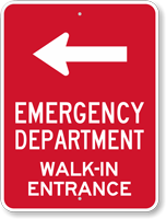 Emergency Department Walk-In Entrance Sign