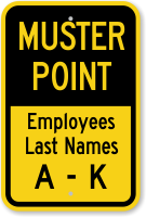 Employees Last Names A K Muster Point Sign