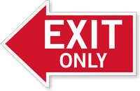 Exit Only, Left Die-Cut Directional Sign