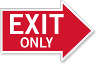 Exit Only, Right Die-Cut Directional Sign