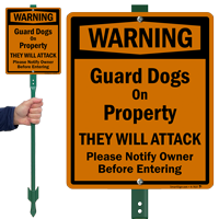 Warning Guard Dogs On Property LawnBoss™ Signs