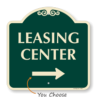 Designer Leasing Center Sign with Arrow