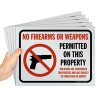 No Firearms or Weapons Sign Pack