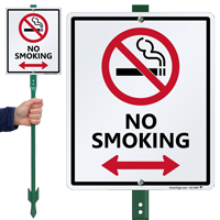 No Smoking Lawnboss Sign with Bidirectional Arrow