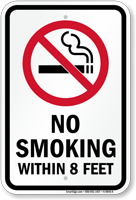 No Smoking Within 8 Feet Sign