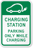 Charging Station Electric Car Parking While Charging Sign