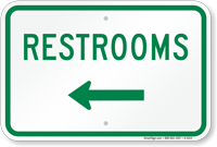 Restrooms Arrow Sign