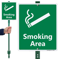 Smoking Area with Graphic Sign