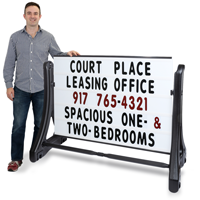 Portable Swinger Changing Message Sidewalk Sign  White