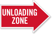 Unloading Zone, Right Die-Cut Directional Sign