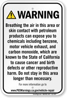 Vehicle Repair Facilities Prop 65 Sign