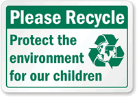 Please Recycle Protect The Environment Label