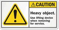 Heavy Object Use Lifting Device Removing Service Label