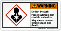 Do Not Disturb Pipe Insulation Contains Asbestos Label