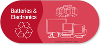 Batteries & Electronics Vinyl Recycling Sticker with Symbol