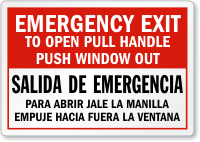 Bilingual Emergency Exit Label