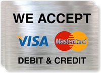 We Accept Debit And Credit Label