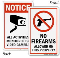 No Firearms Allowed On Property Double Sided Label