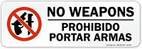 No Weapons Prohibido Portar Armas Weapons Prohibited Label