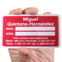 Rectangular Equipment Name Plate (2" x 3½")