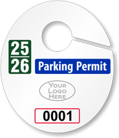 Design Oval Parking Permit Hang Tag with Logo