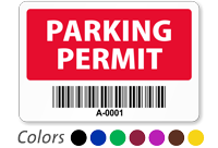 Parking Permit Window Decal with Barcode, Sequentially Numbered