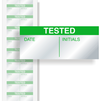 Tested Calibration Labels, Green On Silver