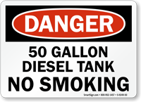 50 Gallon Diesel Tank No Smoking Sign