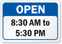 Business Hours Signs