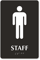 Braille Staff Bathroom Sign With Male Pictogram, SKU: SE-5196
