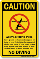 Aboveground Pool No Diving Sign